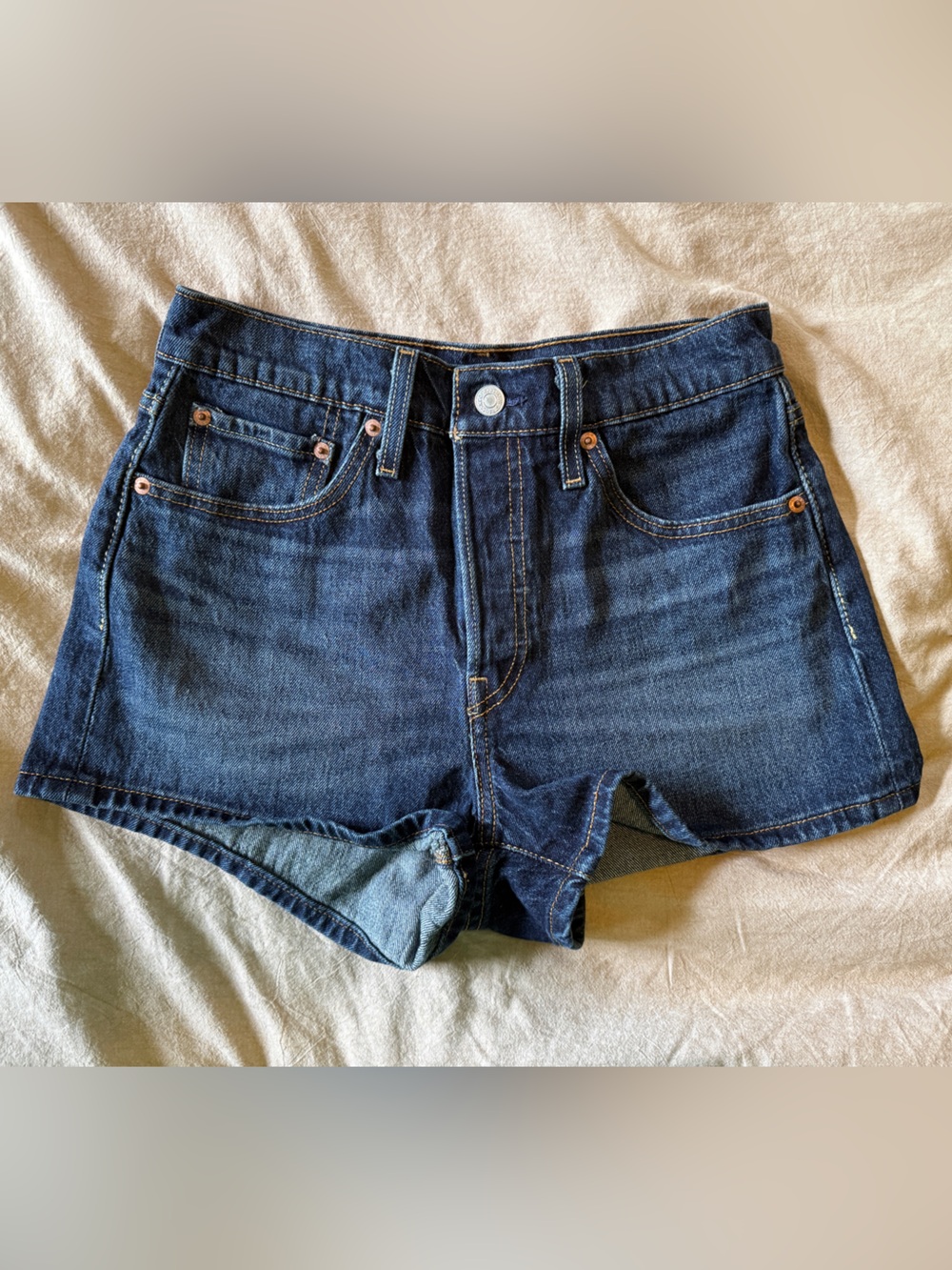 Levi's Indigo High-Rise Denim Shorts